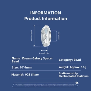 Macro view of S925 sterling silver Dreamy Galaxy bead with irregular wave texture