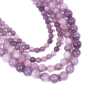 Natural purple lepidolite crystal round beads for DIY handmade jewelry and beaded necklaces