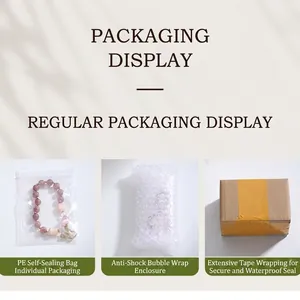 Pastel natural stone stretch bracelet with heart pendant in professional packaging process