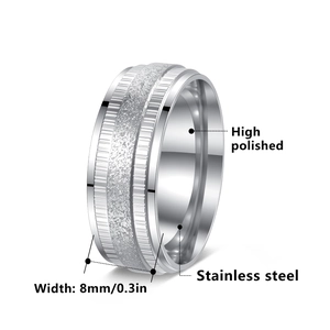 8mm stainless steel ring for men with matte texture and high polished edges