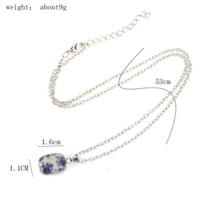 Irregular natural stone pendant necklace details with 53cm chain length and 9g weight