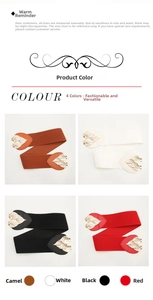 Elastic waist belt for women with leaf-shaped metal buckles in four distinct colors