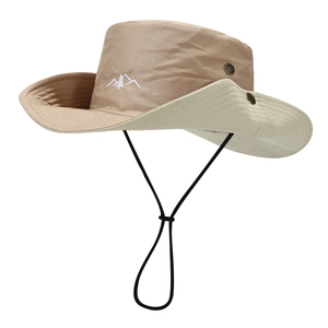 Chapeau de soleil extérieur avec broderie montagne et mentonnière réglable pour rando