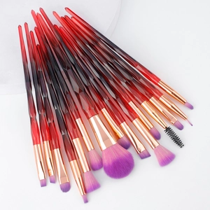 15pcs professional makeup brush set with diamond-cut gradient handles and purple soft bristles