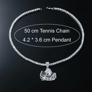 Silver hip hop necklace with iced-out cash pendant and 4mm tennis chain details