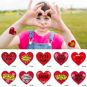 Autocollants De Tatouage Temporaire Fête Des Mères Forme De Coeur Love Mom Dessin Animé Imperméable Pour Enfants