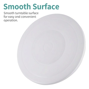 Minimalist white food-grade PP cake turntable with 360-degree smooth rotating surface