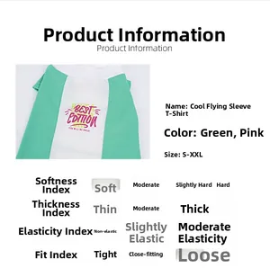 Detail of green flutter sleeve dog t-shirt showing soft fabric and printed text