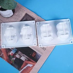 Détail du moule en silicone blanc pour chat avec icônes de sécurité alimentaire