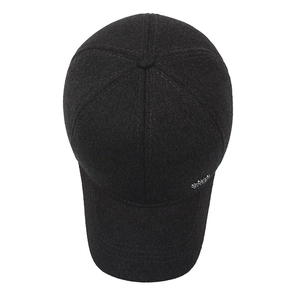 Winter thermal baseball cap for men with warm ear flaps in dark grey twill cotton