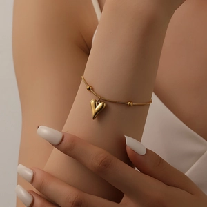 Collier Bracelet Boucles D'oreilles Chevillere Pendentif Coeur Acier Inoxydable Chaine Serpent Bijoux Pour Femmes
