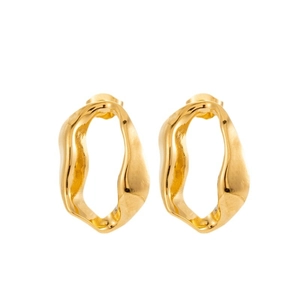 Chic gold-plated titanium steel earrings with irregular snake wave design for women