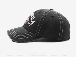 Side view of washed gray vintage baseball cap featuring America 1776 embroidery