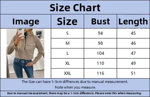 Women's vintage suede jacket size chart showing bust and length measurements in cm