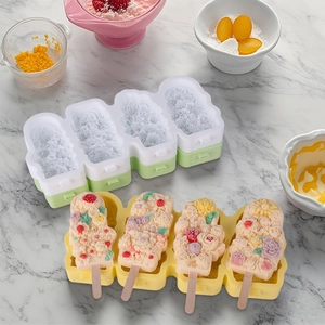 Silikon-Eisform mit 4 Mulden in Blumenform für hausgemachtes Eis am Stiel