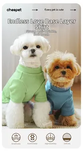 Detailed shot of breathable high elasticity knit dog shirts in mint green and grey blue