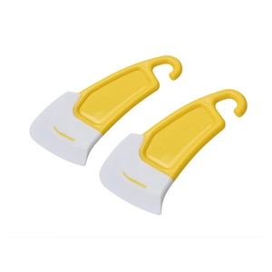 Flexible silicone kitchen scrapers with yellow handles for cleaning dishes and oil stains