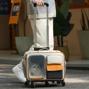 Valise de transport pour animaux avec fenêtre panoramique et roues silencieuses