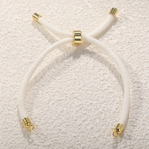 Adjustable white Milanese cord bracelet with 18k gold-plated metal sliding clasp
