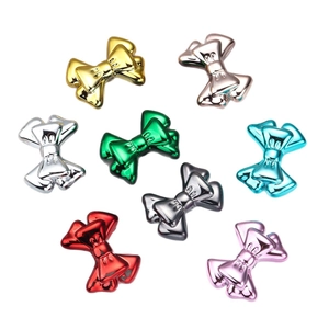 Colorful AB plated acrylic double-layer bow beads in 8 metallic finishes for DIY jewelry
