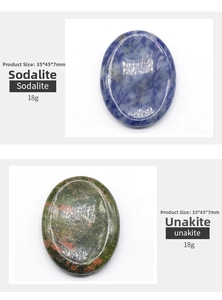 Detailed view of 35x45mm Sodalite and Unakite stones for facial massage and Gua Sha therapy