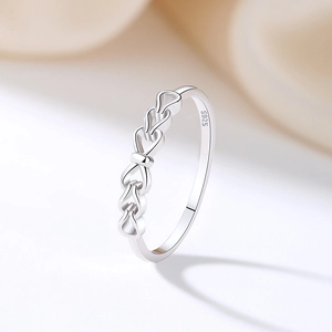 Elegant S925 sterling silver bow knot ring with polished minimalist stackable design
