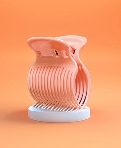 Pinza profesional de plástico rosa con peine para peluquería y peinado de rizos