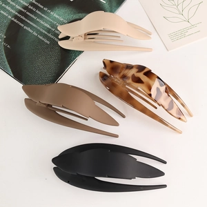 Matte large duckbill hair clips in black, brown, beige, and leopard print set