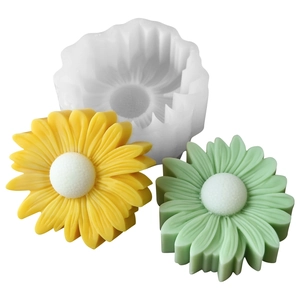 Daisy flower silicone mold for DIY resin candles and handmade soaps in floral shapes