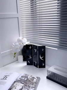 Modern acrylic desk screen with bird pattern and folding design as photography prop