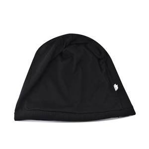 Versatile black cotton slouchy beanie hat for men and women with ribbed cuff detail
