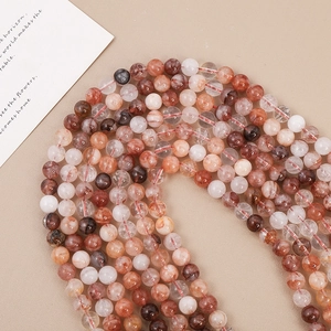 Natural red hematoid quartz round beads for DIY jewelry making and crystal bracelets