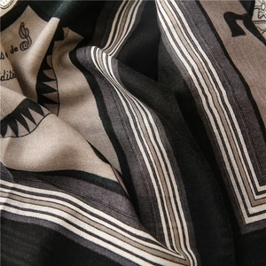 Detailed close-up showing the soft linen-touch fabric texture and vintage carriage pattern