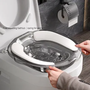 Warm sitz bath basin for postpartum care with soft gray transparent cushion seat