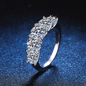 925 Sterling Silver Moissanite Ring For Women D Color Moissanite Row Ring Geometric Sparkly Jewelry Wedding Engagement Band Ring