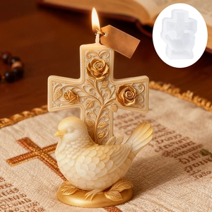 Molde de silicona cruz paloma rosa para velas aromáticas DIY y adornos de yeso