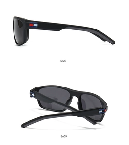 Vue latérale et arrière des lunettes de soleil TR noir mat avec branches en carbone