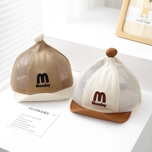 Baby Baseball Cap Breathable Mesh Summer Sun Hat Monday Letter Embroidery Adjustable Cotton Peaked For Infant Toddler