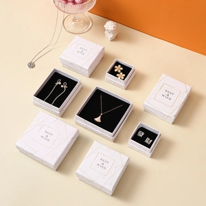 Luxury marble pattern jewelry gift boxes for necklaces and earrings with gold logo