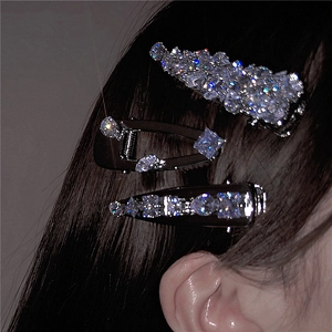Luxury Zircon Rhinestone Hair Clips Women Vintage Bow Tassel Alloy Faux Artificial Pearl Side Duckbill BB Clips Elegant Sparkly Headwear