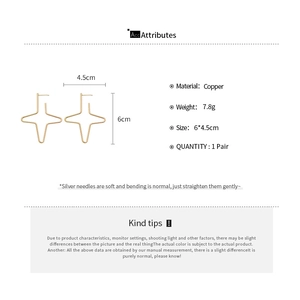 Detailed size chart for gold star earrings showing 6x4.5cm dimensions and 7.8g weight