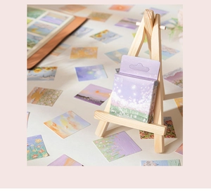 Autocollants d'art peinture à l'huile sur mini chevalet en bois dans des tons roses