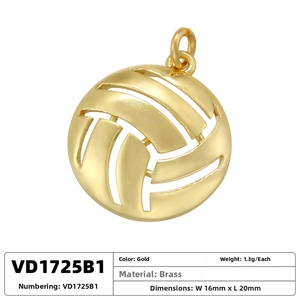 Detailansicht eines 16mm Gold-Volleyball-Anhängers mit Größe und Materialspezifikationen
