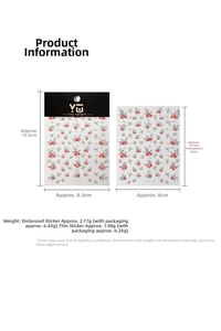 Detail of red berry nail art stickers with relief texture and size specifications