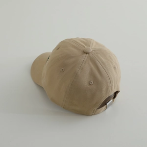Adjustable kids baseball cap in khaki cotton with WEST embroidery and metal buckle
