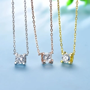 Solitaire Pendant Necklace Titanium Steel Cubic Zirconia Minimalist Clavicle Chain Jewelry For Women