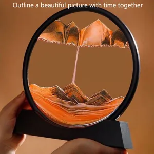 Arte de arena movediza 3D profesional en marco negro circular para decoración de mesa