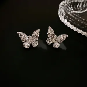Orecchini A Clip Farfalla Lega Zirconia Cubica Senza Buco Gioielli Lusso Minimalisti Per Donna