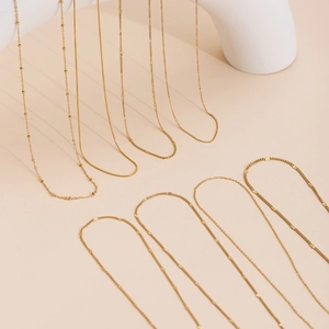 Gold Plated Stainless Steel Necklace Chain Minimalist DIY Jewelry Making Snake Bone Satellite Ball Clavicle Link Chains