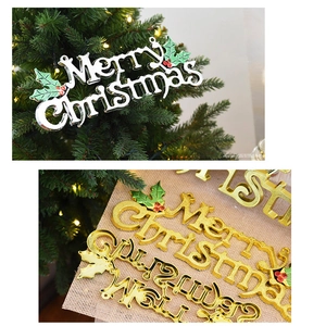 Gold and silver Merry Christmas sign ornaments for Christmas tree and wreath decoration